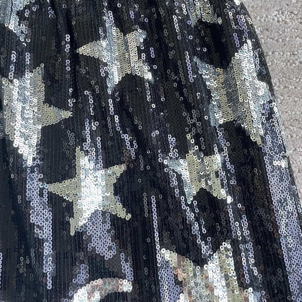 Black and Silver Moons and Stars Sequin Skirt - Picture 2 of 6